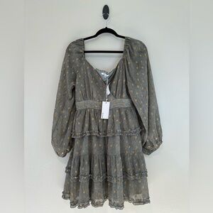 BTFL-life NWT Gray and Gold Polka Dot Women's Dress